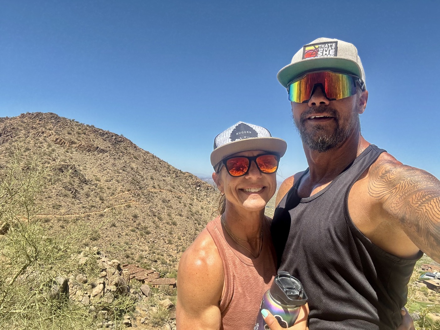 Vic and Kara hiking in the southern Nevada desert